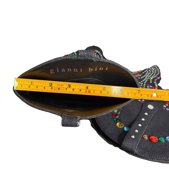 Gianni Bini Kaitrin Rainbow Rhinestone Fringe Bandana Boots Black Denim SZ 8 - Picture 10 of 11